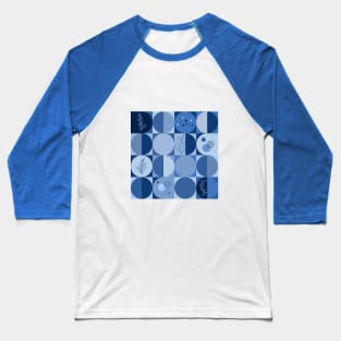 repeating geometry pattern, squares and circles, ornaments, blue color tones Baseball T-Shirt